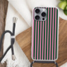 Verticale strepen - Groen - Roze Hoesje iPhone 16 Pro Max met koord klein 804 -sfeer4