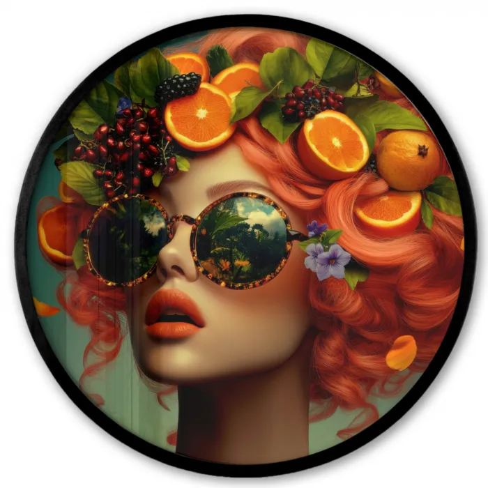 Vrouw - Sinaasappel - Bessen - Oranje Fotolijst rond zonder passe partout klein -3d
