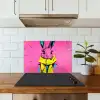 Konijn - Felroze - Sjaal - Abstract keuken achterwand spatscherm klein -sfeer2