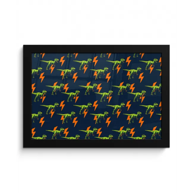 Bliksemschichten - Oranje - Dinosaurussen fotolijst zwart zonder passe partout klein -3d