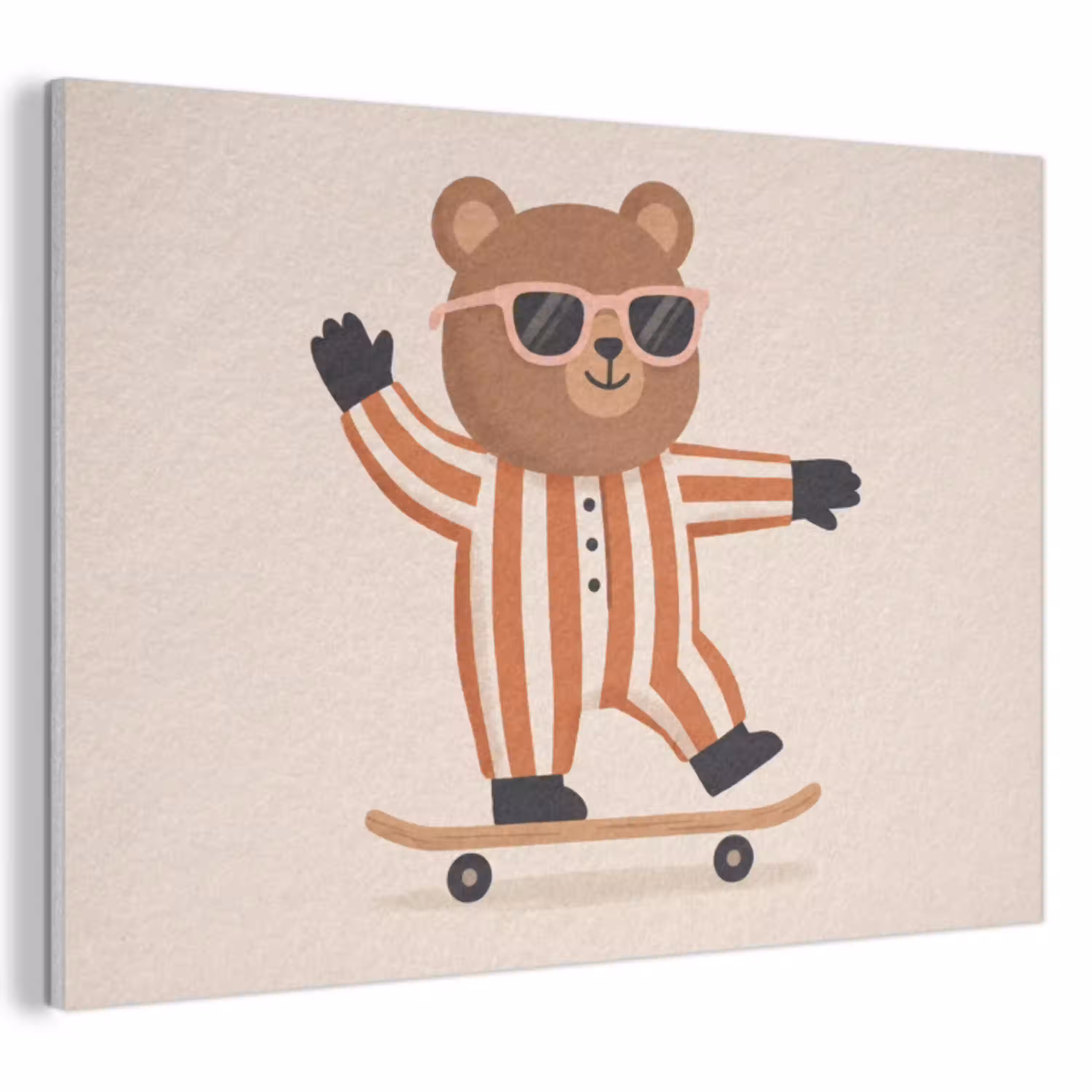 Dieren - Skateboard - Spel - Cartoon - Roze PET vilt klein -3d