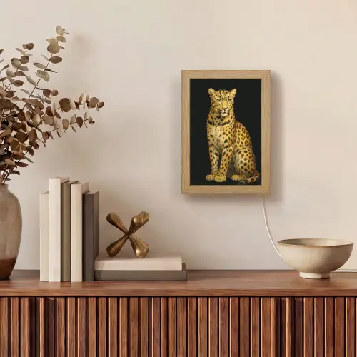 Panter - Realistisch - Bruin Light Box met kabel (Tafellamp) klein -sfeer2