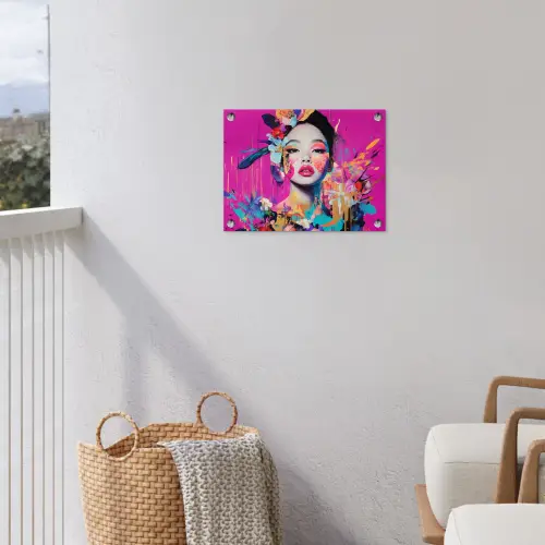 Vrouw - Portret - Abstract - Paars tuinposter los doek klein -sfeer8