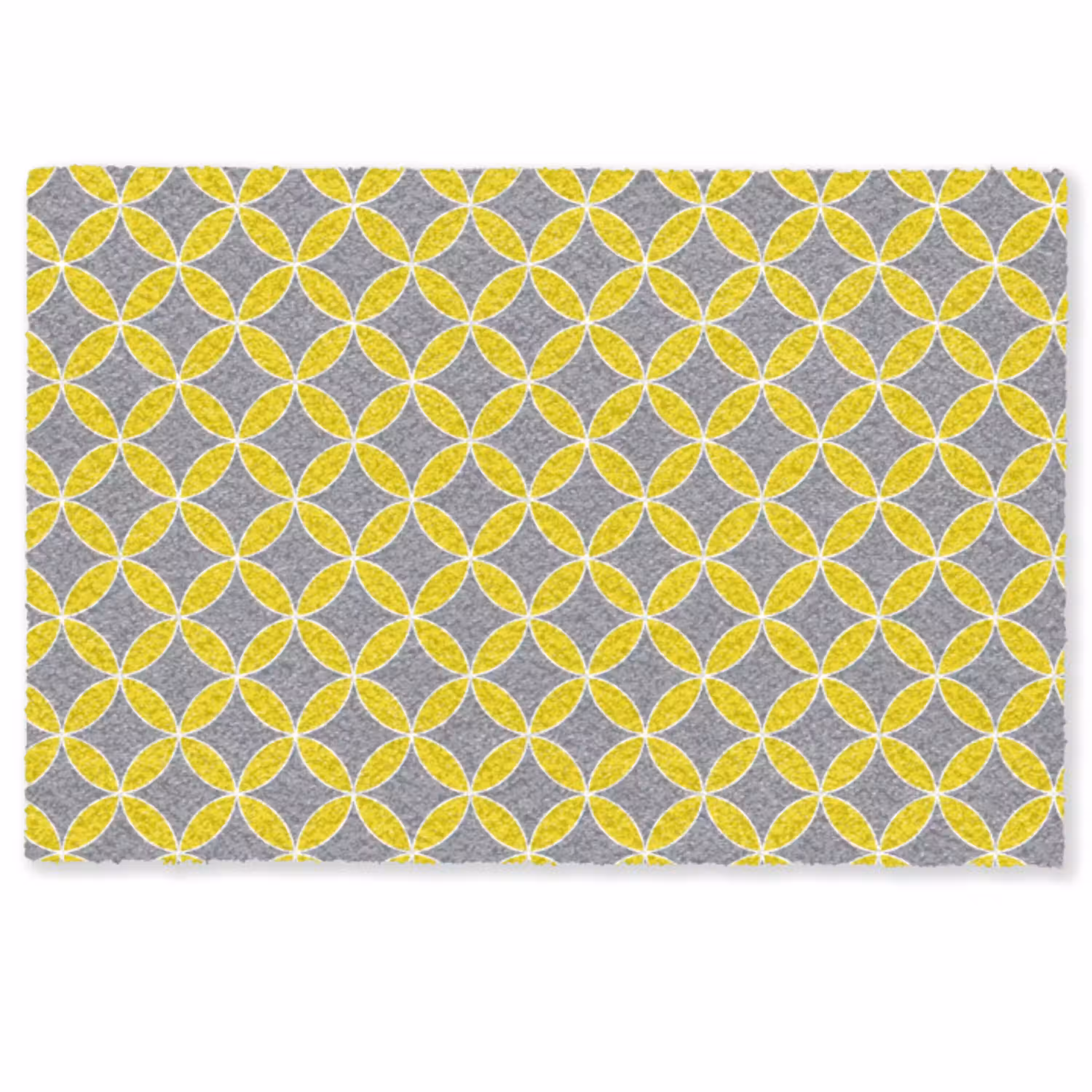 Geometrisch - Cirkels - Modern - Grijs - Geel Deurmat klein 898 -zkaufland3d