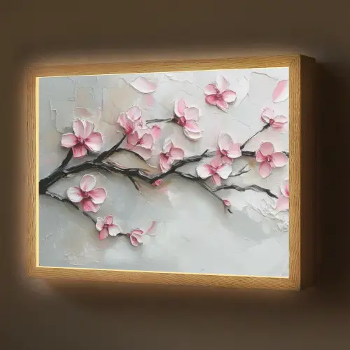 Bloesem - Kunstzinnig - Roze - Sakura Light Box met batterij (Wandlamp) middel -z3d_website