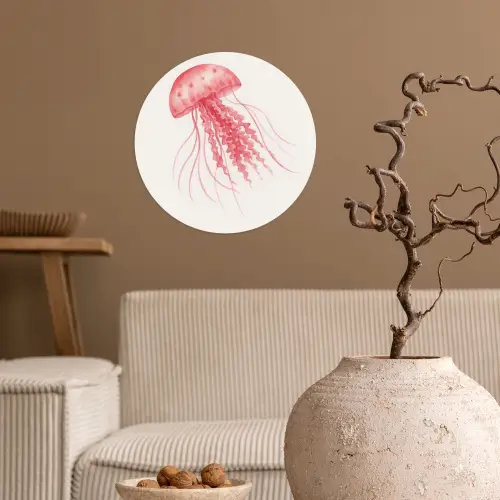 Kwal - Tentakels - Roze Wandcirkel behangsticker klein -sfeer1
