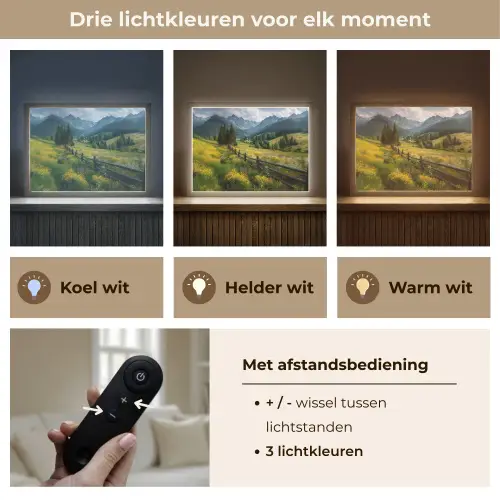 Veld - Hek - Bergen - Bloemen Light Box met batterij (Wandlamp) middel -USP_lichtkleurNL