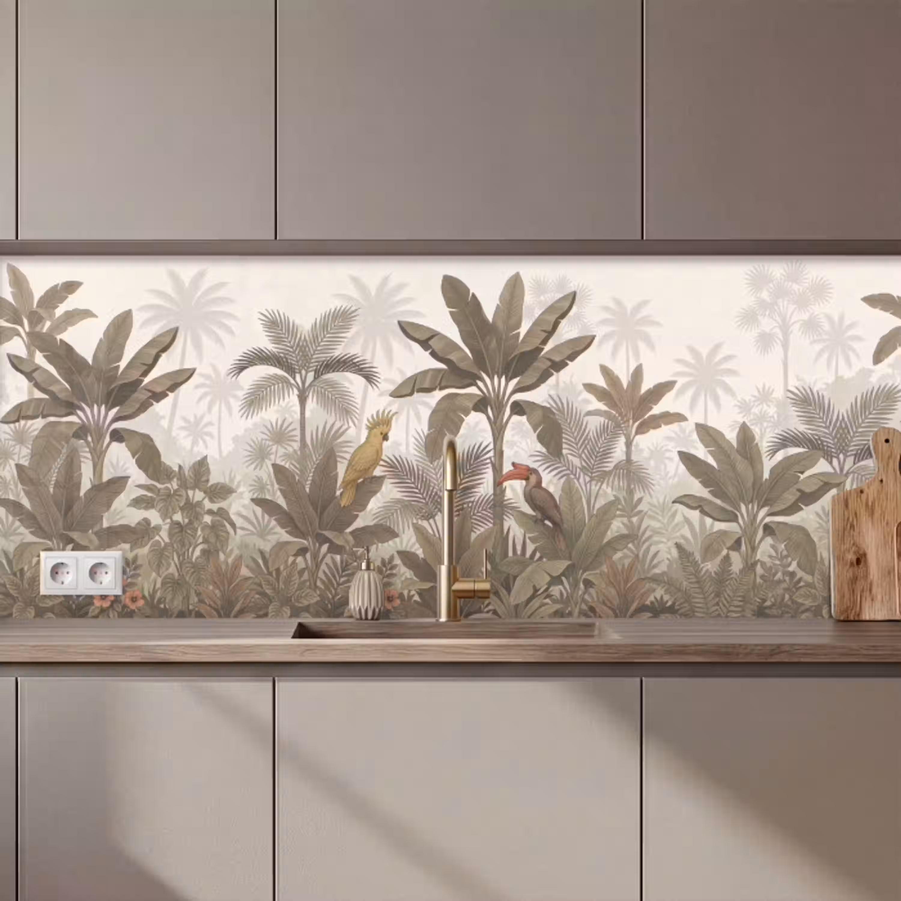 Vogel - Jungle - Tropisch - Illustratie - Groen keuken achterwand 2 middel zz_3dshopping