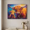 Schotse hooglander - Koeien - Dieren - Kunst Textielframe zwart klein -sfeer2