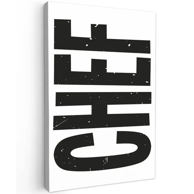 Chef - Japandi - Decoratie - Vintage Tuinposter op houten frame 2 cm dik klein -3d