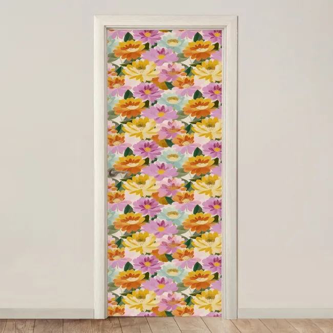 Deursticker met naam - Lelies - Aquarel - Pastel