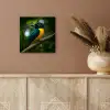 Vogel - Tak - Geel - Bladeren aluminium wit klein -sfeer4