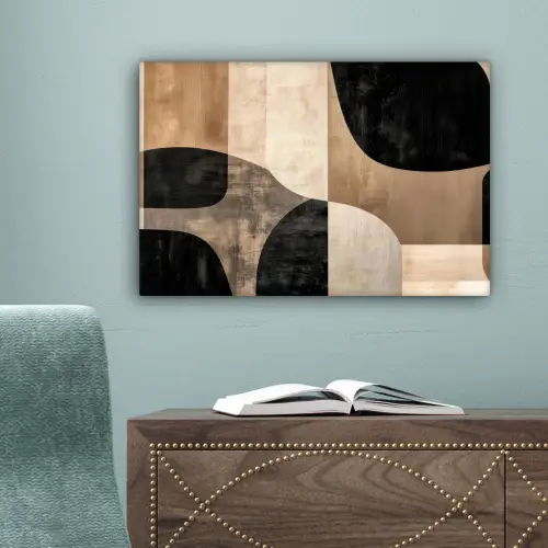 Abstract - Vlakken - Zwart - Rond canvas 2cm klein -sfeer4
