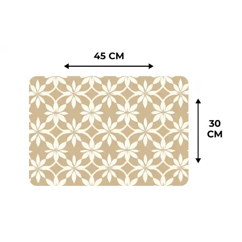Bloemen - Patroon - Beige Placemat vinyl groot 368 -specs