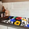 Bloemen - Bladeren - Abstract - Zwart Inductie beschermer vinyl 3mm klein -sfeer3