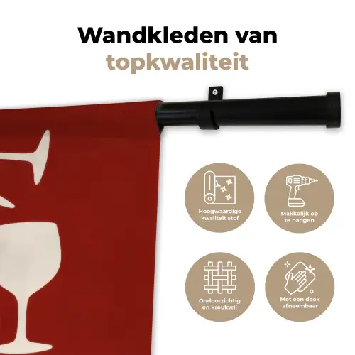 Wijnglazen - Silhouetten - Wit Wandkleed katoen klein -sfeer2