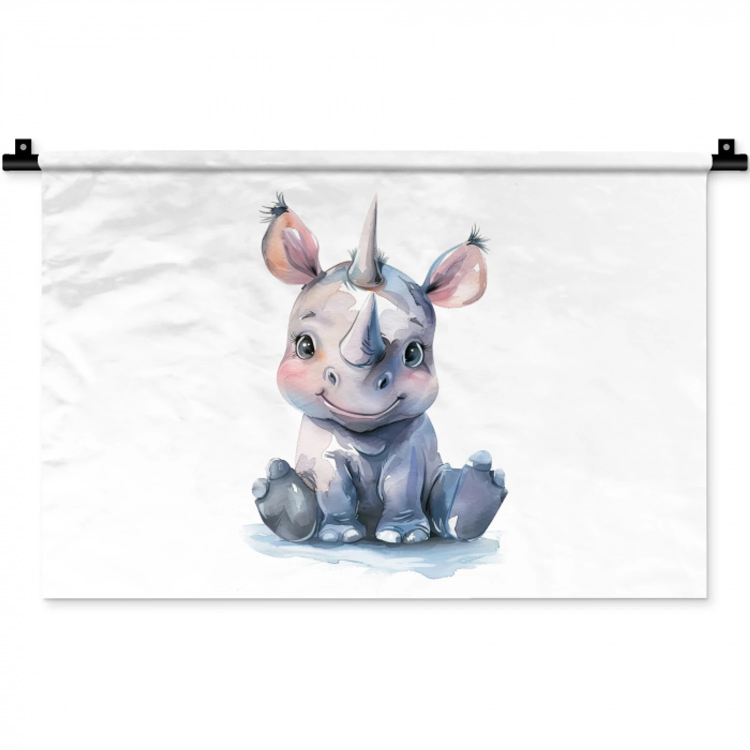 Neushoorn - Baby dier - Dieren Wandkleed katoen klein -zz3d