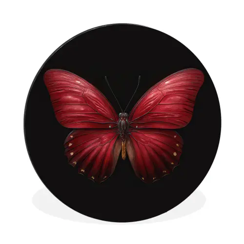 Vlinder - Rood - Minimalistisch Wandcirkel aluminium klein -3d