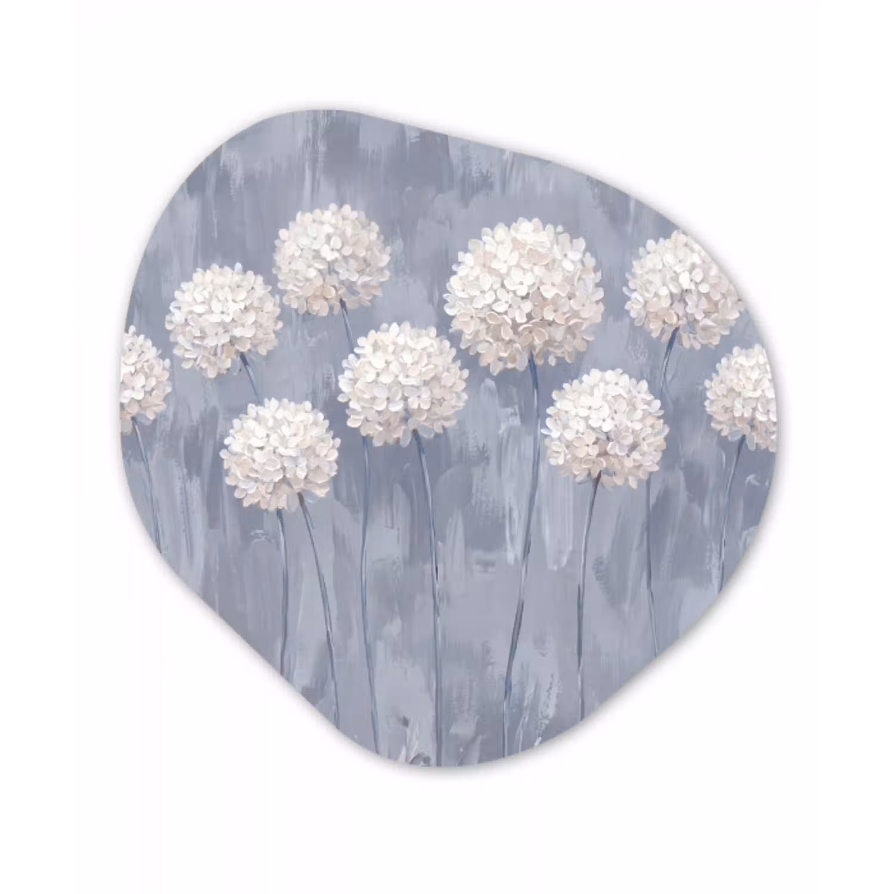 Bloemen - Illustratie - Blauw Wandcirkel Organisch Forex 3mm klein -3d