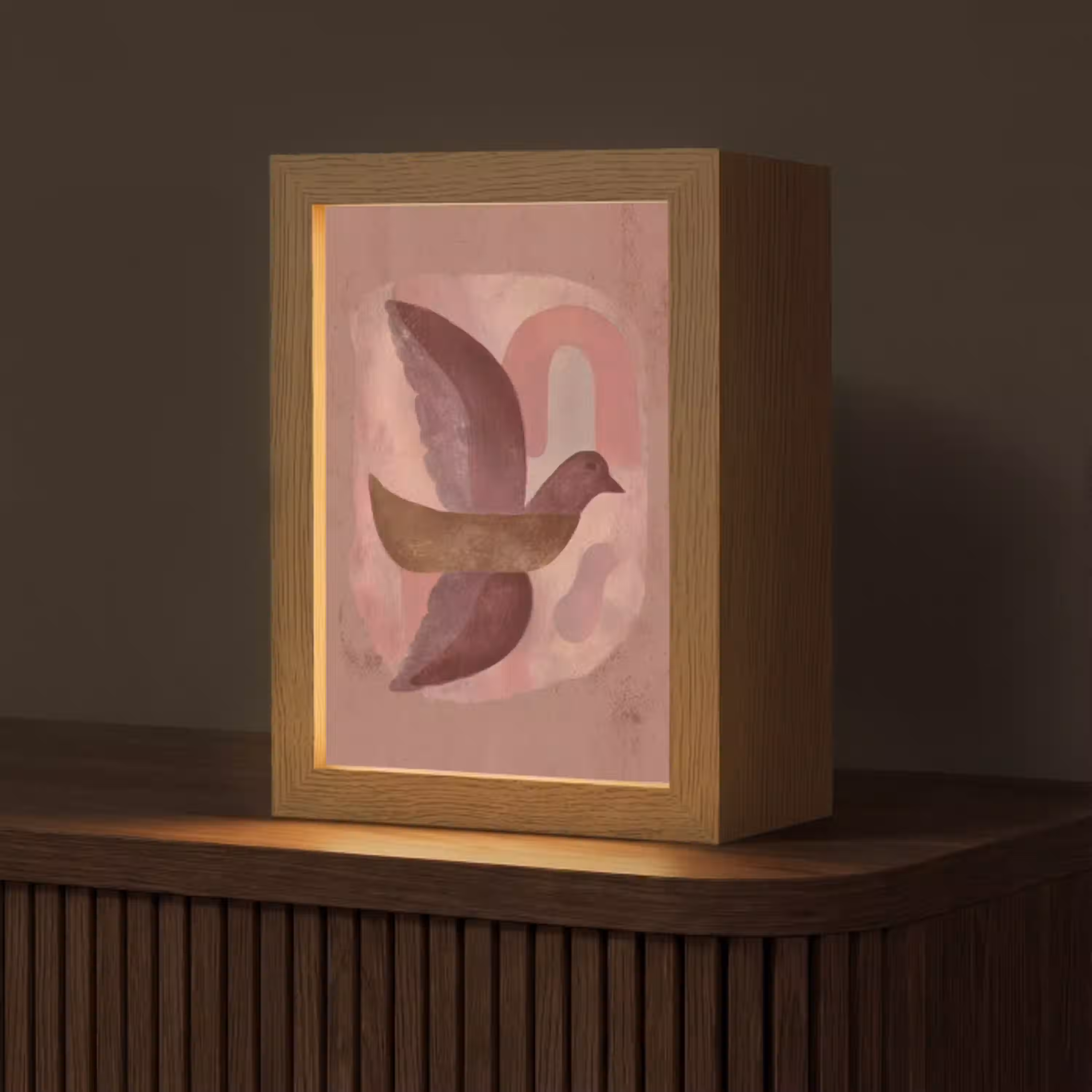 Illustratie - Vogels - Abstract - Roze Light Box met kabel (Tafellamp) klein -z3d_website