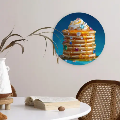 Pannenkoeken - Steentjes - Glitter - Slagroom Wandcirkel plexiglas klein -sfeer4
