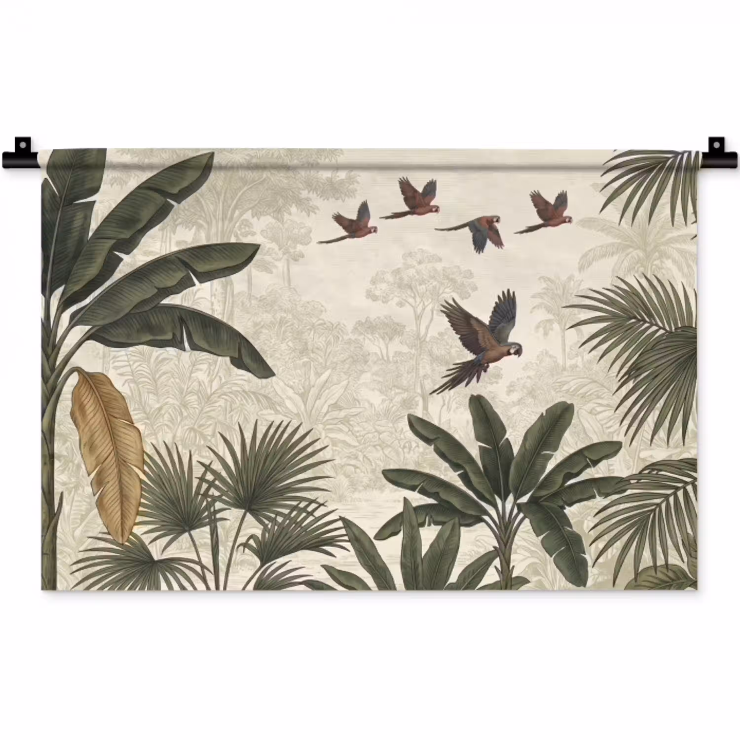 Papagaaien - Jungle - Tropisch - Green Wandkleed katoen klein -zz3d