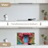 Bloemen - Deur - Roze keuken achterwand spatscherm klein -voor_na_NL