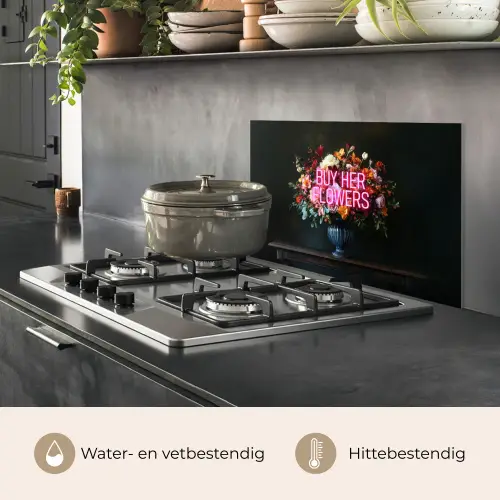 Quote - Bloemen - Vaas - Neon keuken achterwand spatscherm klein -usp_NL