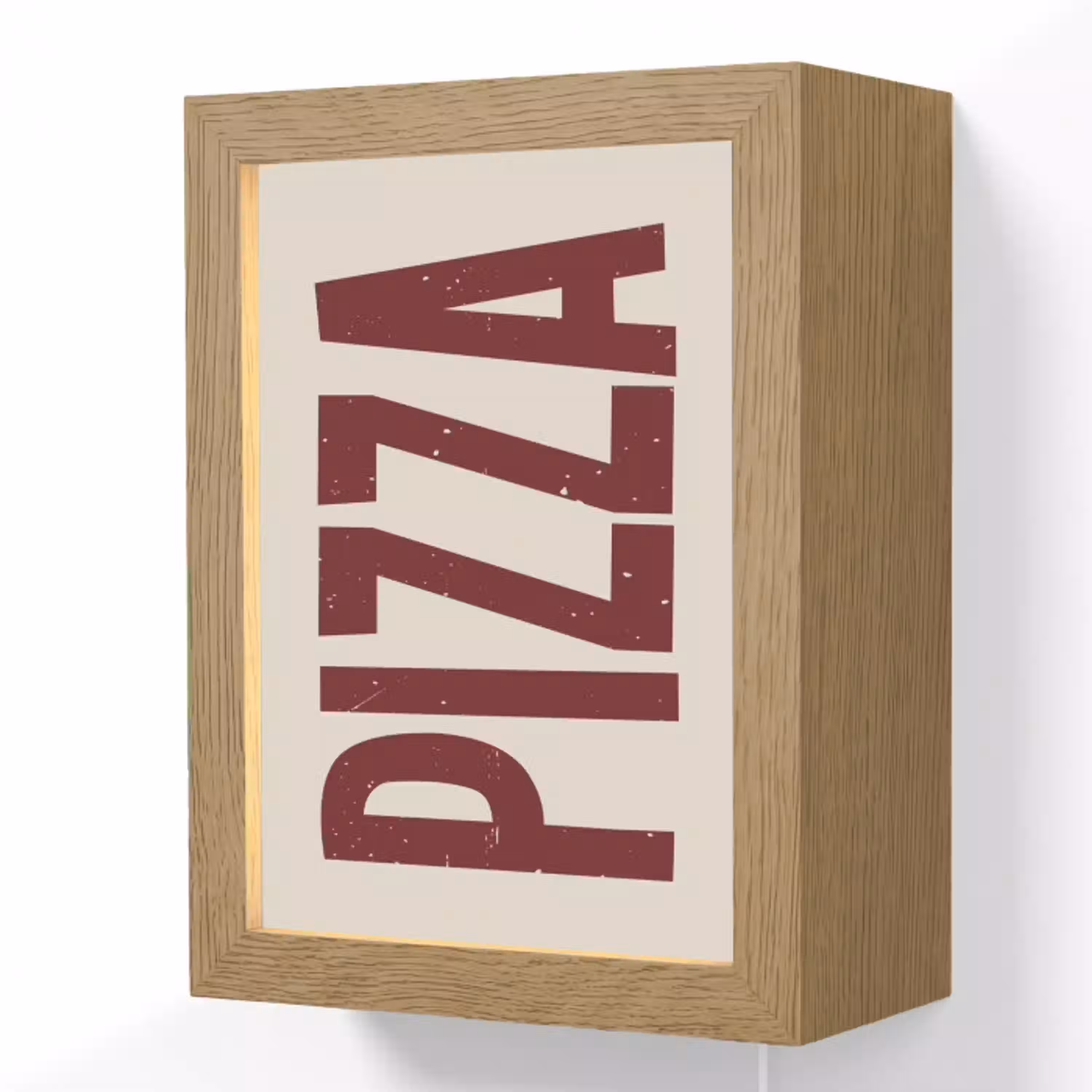 Pizza - Vintage - Decoratie - Japandi Light Box met kabel (Wandlamp) klein -3d