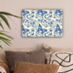Vlinders - Bloemen - Blauw - Botanisch canvas 2cm klein 34 -sfeer1