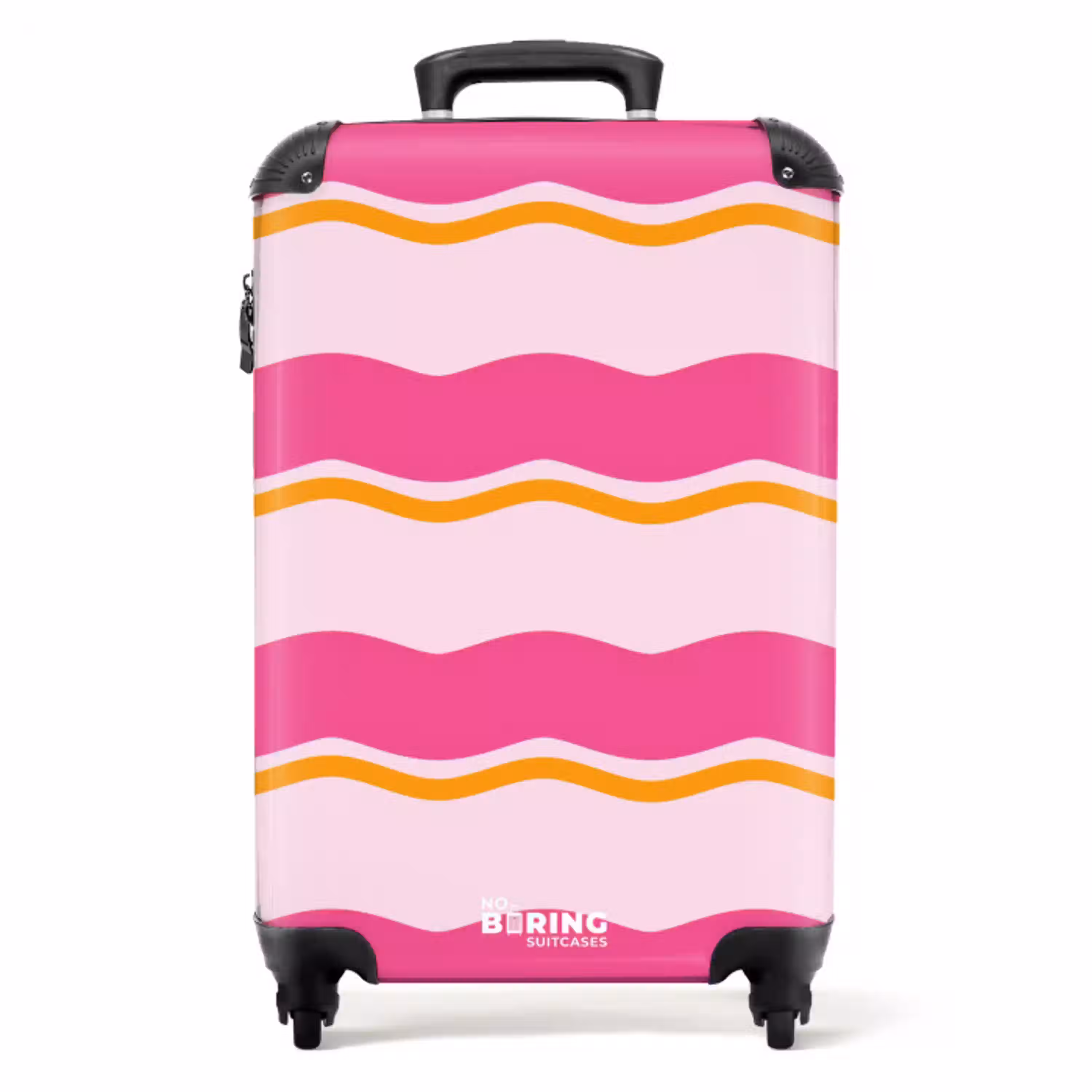 Golvende strepen in roze en oranje NBS - Handbagage koffer - Unisex middel -productfoto_recht