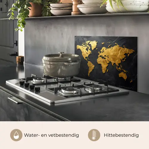 Wereldkaart - Goud - Steen keuken achterwand spatscherm klein -usp_NL