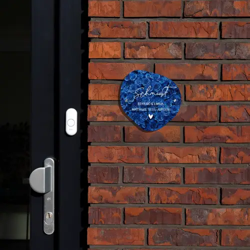 Blauwe rozen - Sierlijk Naambord Organisch middel -sfeer1