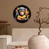Aap - Graffiti - Kleurrijk - Bananen - Modern Wandcirkel plexiglas klein -sfeer1