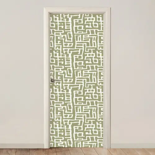 Grafisch - Patroon - Groen deurposter klein 289 -3d_beige