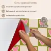Olijfgroen - Hartjes - Patroon - Retro keuken achterwand spatscherm klein 900 -spatscherm_NL