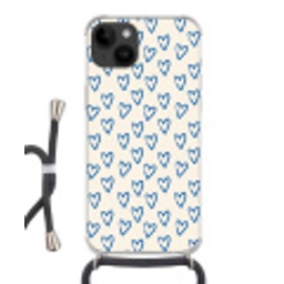 Hartjes patroon - Blauw - Beige - Liefde Crossbody Case iPhone 14 middel -3d