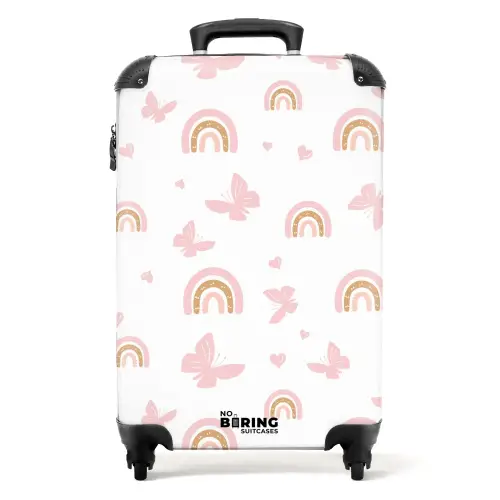 Vlinders en regenbogen NBS - Handbagage koffer - Kinderen Unisex middel -productfoto_recht
