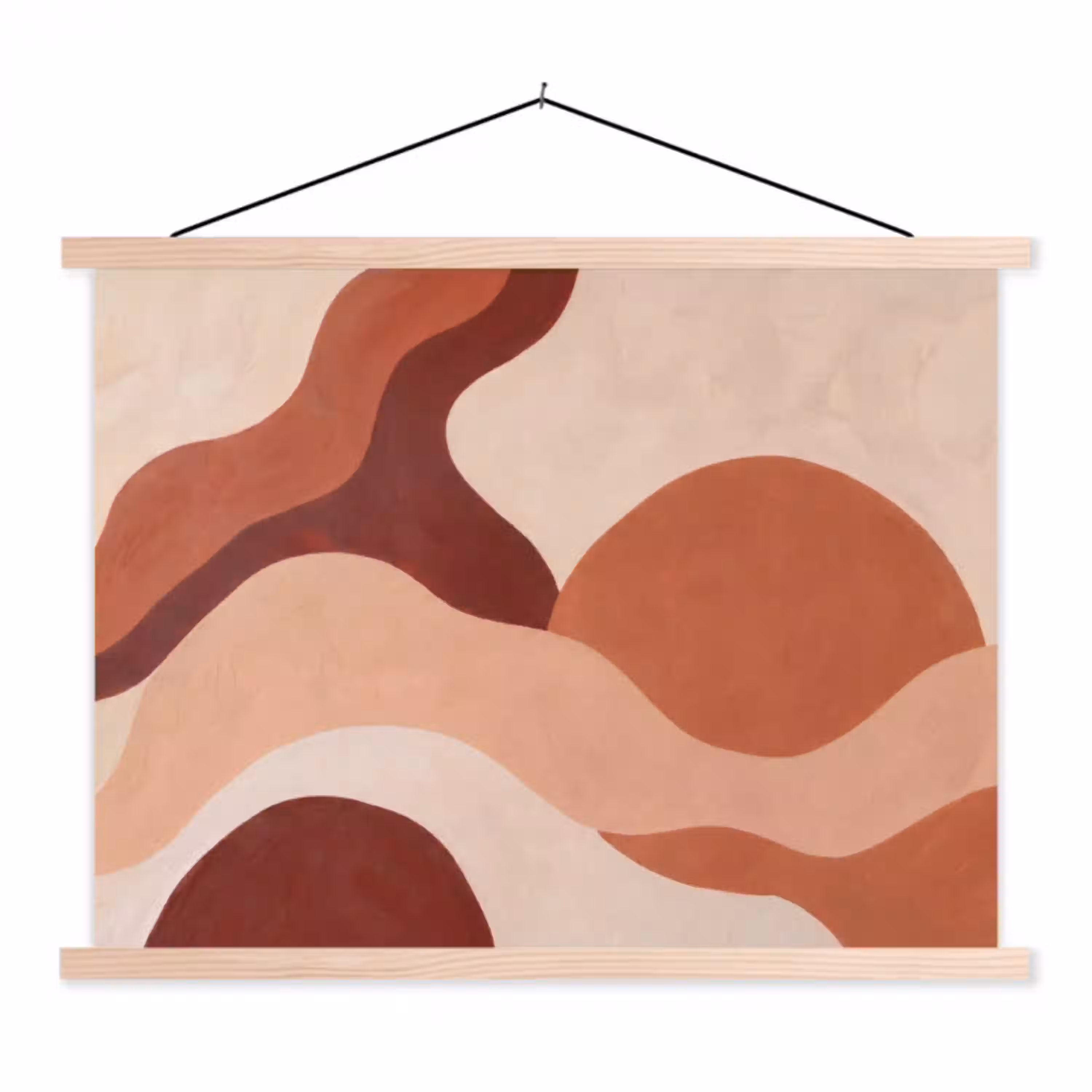 Abstract - Vormen - Organisch - Aardetinten - Modern textielposter latten blank klein -3d