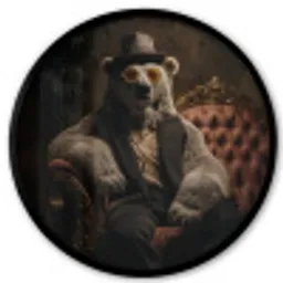 Ijsbeer - Hoed - Bril - Stoel Fotolijst rond zonder passe partout klein -3d