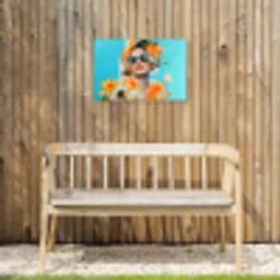 Bloemen - Vrouw - Zonnebril - Blauw Tuinposter op houten frame 2 cm dik klein -sfeer4