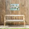 Bloesem - Bladeren - Lichtblauw Tuinposter op houten frame 2 cm dik klein -sfeer4