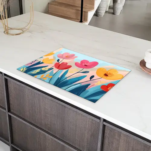 Illustratie - Bloemen - Kleurrijk Inductie beschermer vinyl 3mm klein -sfeer8