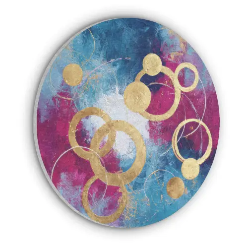 Cirkels - Goud - Abstract Akoestische PET Vilt - Rond klein -3d