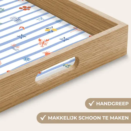Strepen - Blauw - Patroon - Zomer Dienblad Rechthoek middel 911 -USP_HandgreepNL