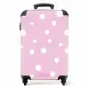 Roze achtergrond met witte stippen NBS - Handbagage koffer - Unisex middel -productfoto_recht