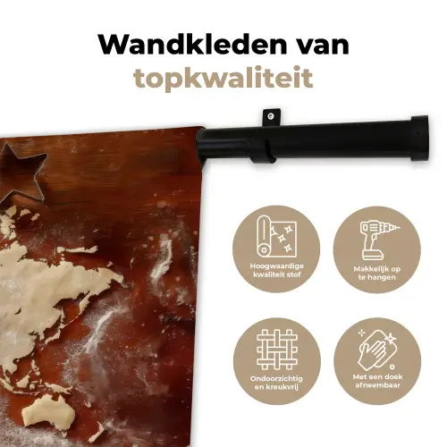 Wereldkaart - Koekjesdeeg - Warme baksfeer Wandkleed katoen klein -sfeer2