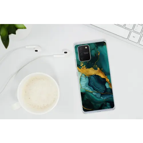 Marmer - Goud - Blauw groen - Abstract - Turquoise Telefoonhoesje Samsung Galaxy S10 Lite klein -oordopS10Lite