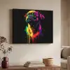 Puck - Hond - Verf - Kleuren Textielframe zwart klein -sfeer3