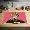 Meisje - Kopje - Bloemen - Roze Inductie beschermer vinyl 3mm klein -sfeer5